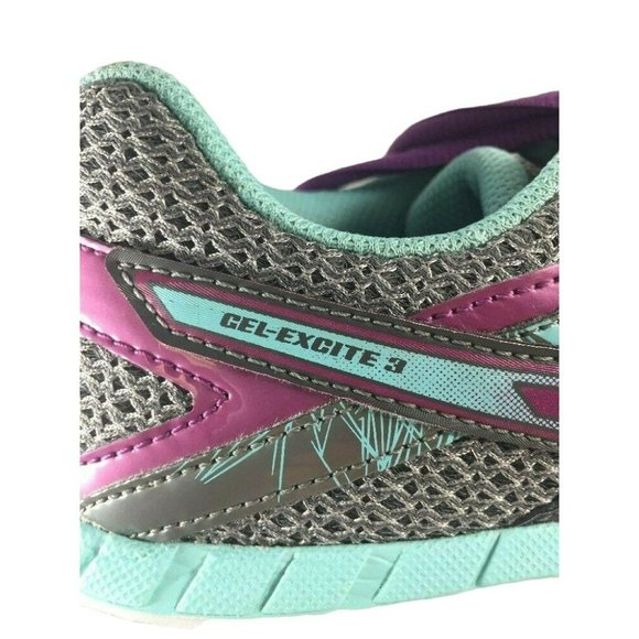 Asics Womens GEL Excite 3 Silver Purple Teal Size 6.5 Athletic Running Shoes - Picture 10 of 12